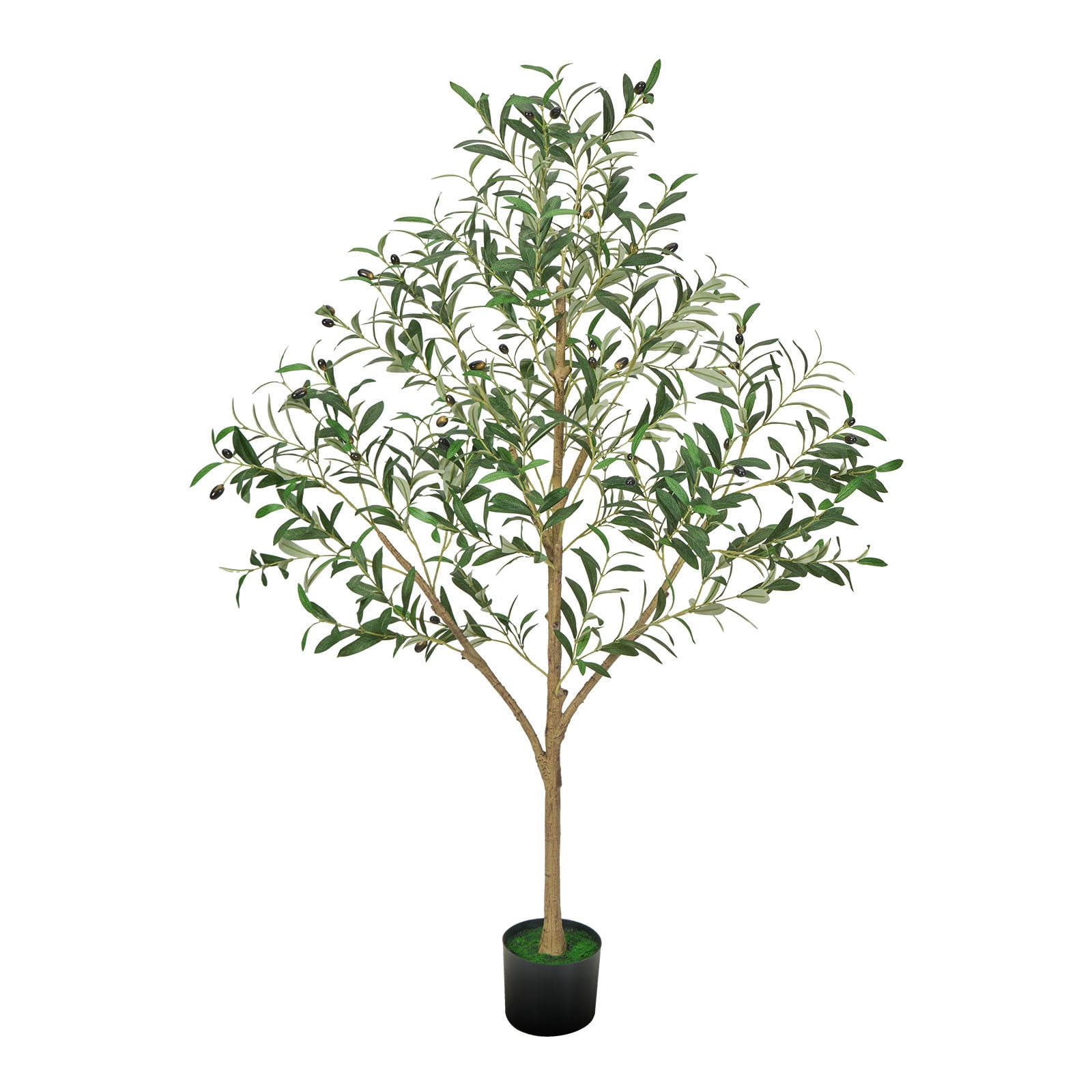 KFFKFF 5FT Artificial Olive Tree with Black Pot, Tall Faux Plant ...