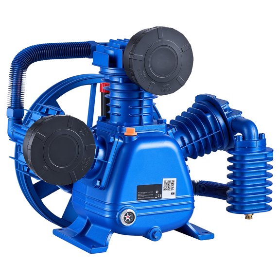 KFFKFF 5HP 14.9CFM Air Compressor Pump Head, 3-Cylinder Oil-Lubricated Dual Stage Replacement, Cast Iron Design with 175PSI Max Pressure for Woodworking and Auto Repair