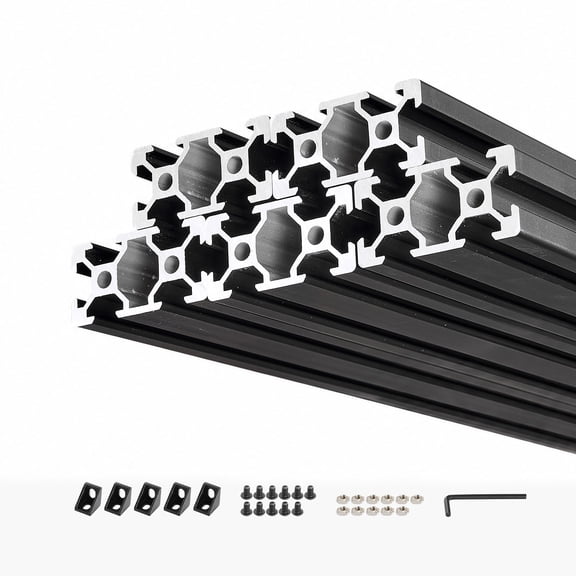 KFFKFF 5PCS 2040 Aluminum Extrusion Profile, 78.74 Inch 2000 mm, V Slot European Standard Anodized Linear Rail, Durable Extruded Aluminum Rail for 3D Printer Components and CNC DIY Workbench, Black