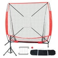 thumbnail image 1 of KFFKFF 5x5 ft Practice Net for Baseball and Softball, Mobile Training Equipment for Batting, Catching, and Pitching, Baseball Gear with Bow Frame, Transport Bag, Strike Zone, Ball, and Batting Stand, 1 of 9