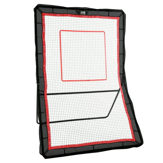 KFFKFF 5x7ft Lacrosse Baseball Rebounder Softball Bounce Pinchback Net Adjustable Angle Shooting Practice Training Wall with Target
