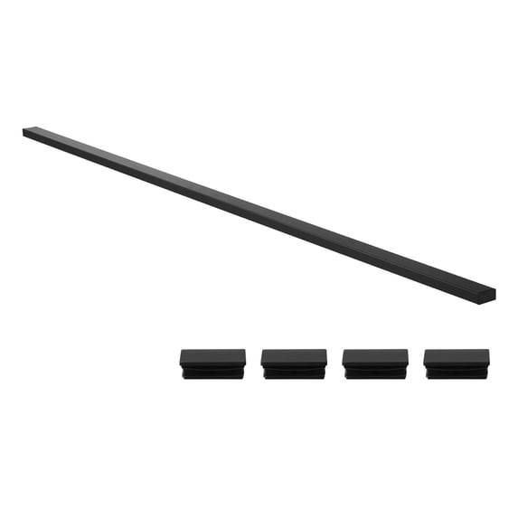 KFFKFF 6.5 ft Stainless Steel Handrail, Rectangular Top Stair Deck Rail for Indoor/Outdoor Steps with End Caps, Matte Black Coated Adjustable Metal Rail for Cable Railing Systems