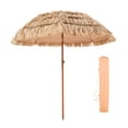 thumbnail image 1 of KFFKFF 6ft Thatched Patio Umbrella with Tilt, Hawaiian-Style Beach Parasol Featuring Durable PP Thatch and 8 Metal Ribs, Ideal for Beach, Patio, Poolside, Backyard, and Garden, 1 of 9