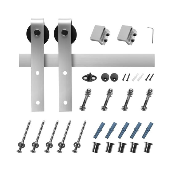 KFFKFF 6.6FT Sliding Barn Door Hardware Kit, Supports Up to 330 lbs, Fits Doors 36-40 Inches Wide and 1-3/8 to 1-3/4 Inches Thick, Sturdy Track with J-Style Rollers