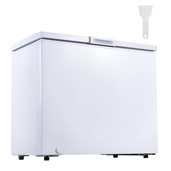 KFFKFF 6.7 Cu.ft Compact Chest Freezer, Free-Standing Deep Freezer with Top-Opening Door, Includes 2 Removable Baskets & Adjustable Temperature Control - Energy Efficient, Quiet Operation, White