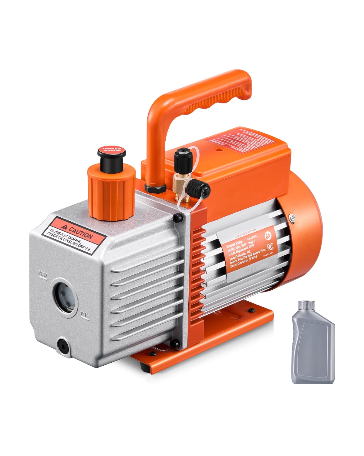 KFFKFF 6 CFM 2-Stage Rotary Vane Vacuum Pump for HVAC Systems, Compatible with R134a R22 R410a Refrigerants, Includes Oil Bottle, Ideal for Automotive AC Maintenance and Resin Degassing
