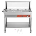 thumbnail image 1 of KFFKFF 6-Container Commercial Grade Food Heating Unit, 6 x 1/2 Containers Electric Warming Station, 1500W Professional Grade Catering Food Heater with Protective Under-shelf Wheels, 1 of 9