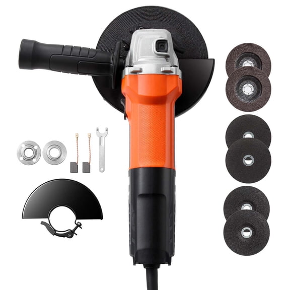 KFFKFF 6" Electric Angle Grinder, 1400W 13A Power Tool, 10000RPM Corded Grinder with 2 Cutting Wheels, 2 Grinding Wheels & 2 Flap Discs for Metal Cutting, Grinding, and Rust Removal