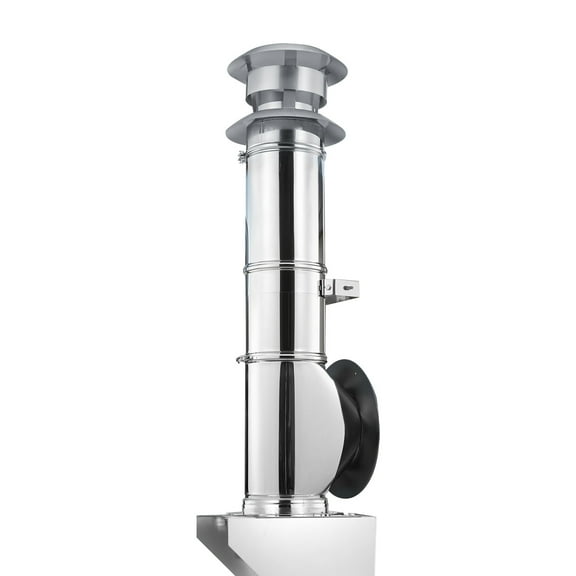 KFFKFF 6-Inch Chimney Pipe Through-Wall Kit, 304 Stainless Steel External Wall Kit with Windproof Cap, Adjustable Bracket, and Base Support for Outdoor Roof, Silver
