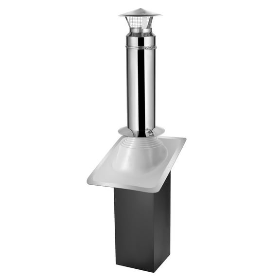 KFFKFF 6-Inch Chimney Pipe Wall Kit, Stainless Steel Through-Wall Installation Kit with Rain Cap and Roof Flashing for 30-45 Degree Roof Angles (Excludes Straight Pipe)