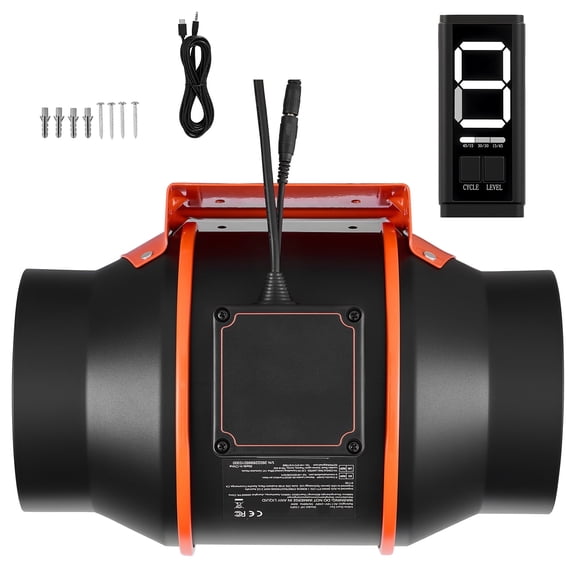 KFFKFF 6-Inch Inline Ventilation Fan, 402 CFM with Adjustable Speeds, Timer Function, and Efficient EC Motor for Indoor Gardening, Grow Tents, and Hydroponics