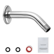 KFFKFF 6-Inch Wall-Mounted Shower Arm with Flange, Stainless Steel Extension, Chrome Finish, Includes PTFE Tape, G1/2 Universal Thread Connector for Fixed and Handheld Showerheads