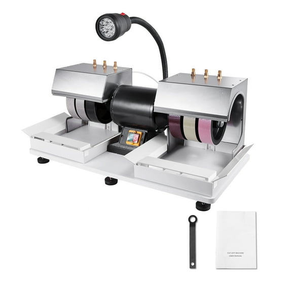 KFFKFF 6" Lapidary Rock Grinder Polisher, 1/4HP 1800rpm Machine with Lamp & Water Pump, Gemstone Faceting and Polishing Tool for Crafting Cabochons and Shaping Gemstones