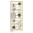 thumbnail image 1 of KFFKFF 6-Level Bamboo Rack, Uncovered Wooden Bookcase, Showcase Organizer, Independent Floral Plant Holder, Versatile Bamboo Shelving Perfect for Restroom, Sleeping Quarters, Workspace, 1 of 9