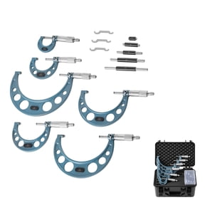 KFFKFF 6 PCS Micrometer Set, 0-1"/1-2"/2-3"/3-4"/4-5"/5-6" Outside Micrometers, 0.0001 Precision Accuracy,Durable Measuring Tools with Storage Case,Ideal for Metalworking and Engineering Applications