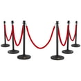 thumbnail image 1 of KFFKFF 6-Pack Stanchion Posts with Fillable Base Crowd Barriers Control Stanchions Carbon Steel Queue Pole w/ 6PCS 5FT Velvet Ropes Stanchion Set, 1 of 9