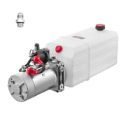 KFFKFF 6 Quart Hydraulic Power Unit, Single Acting Pump for Dump Trailers, 3200 PSI Max Pressure & 0.91 GPM Flow Rate, DC 12V Hydraulic Pump with Durable Metal Tank for Vehicle Lifting, White