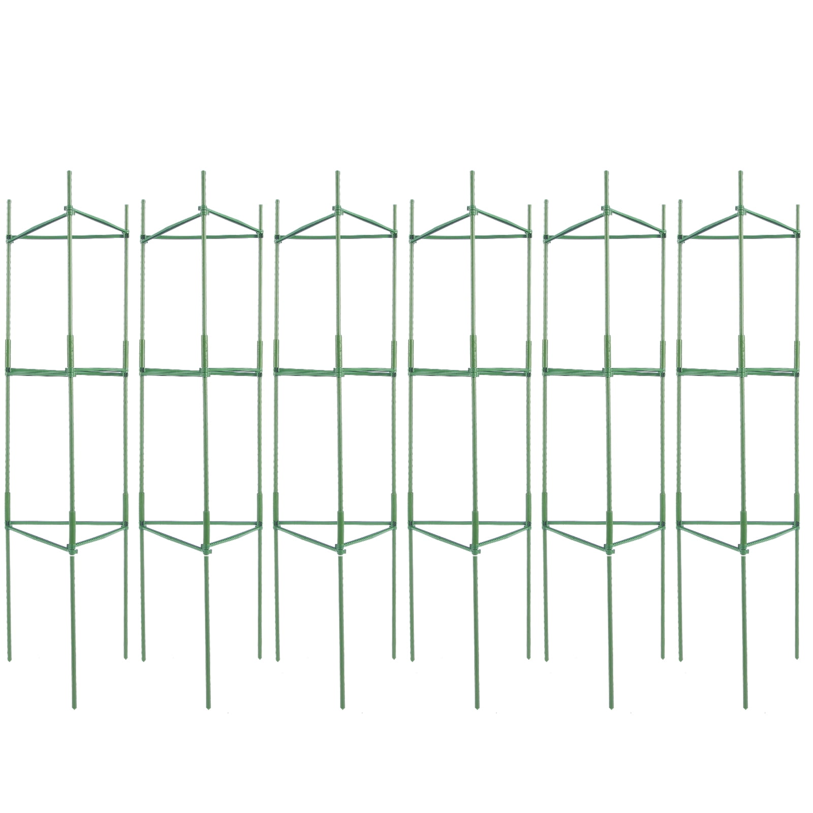 KFFKFF 6-Set Garden Tomato Supports, 48" Tall Trellis for Plants, Stackable Vegetable & Flower Climbing Stakes, Ideal for Raised Beds & Climbers
