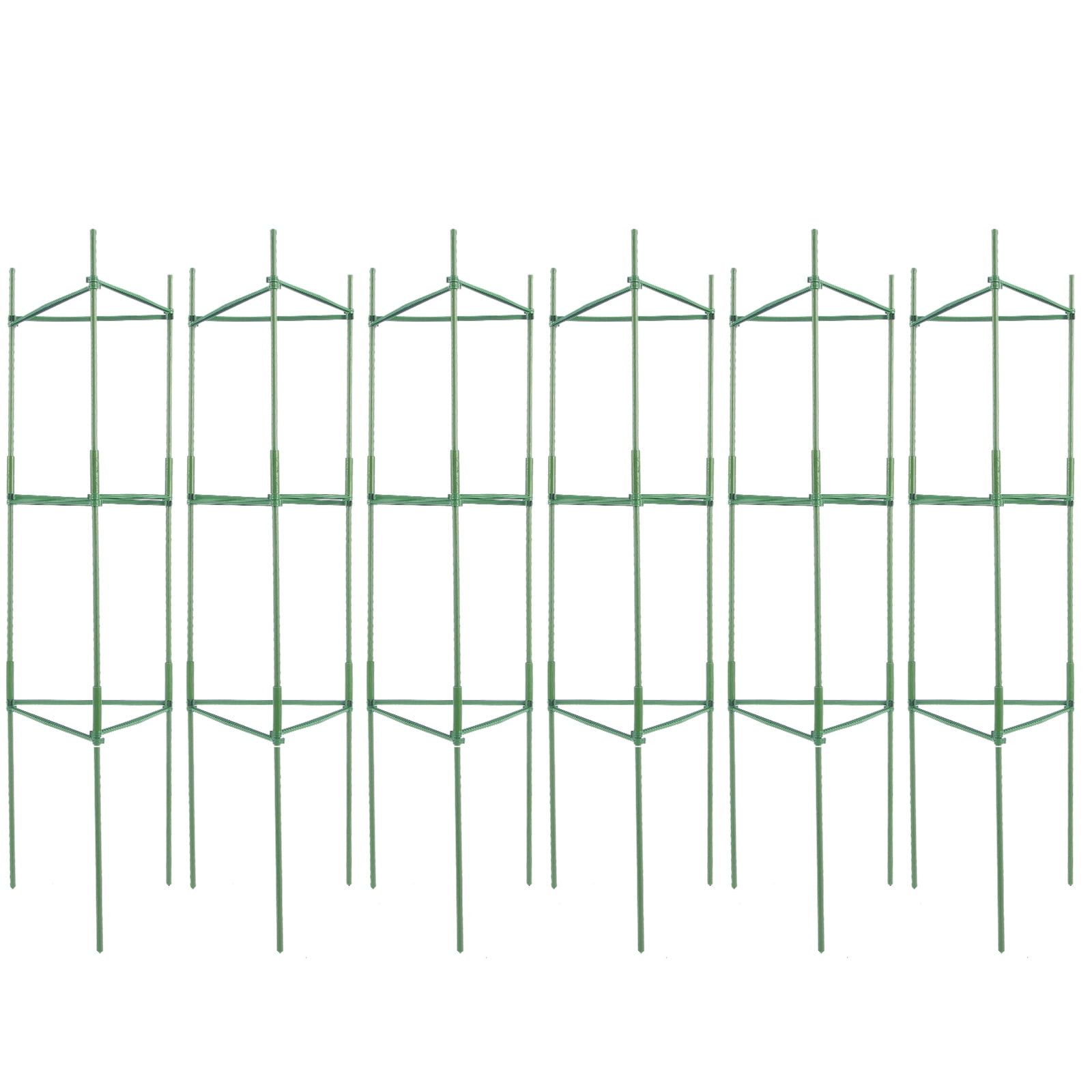 KFFKFF 6-Set Garden Tomato Supports, 48" Tall Trellis for Plants, Stackable Vegetable & Flower Climbing Stakes, Ideal for Raised Beds & Climbers