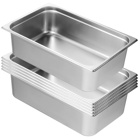 KFFKFF 6 Set Hospitality Trays, Comprehensive Anti-Stick Steam Tray, 0.8mm Durable Stainless Steel Dining Hall Steam Table Tray, 6-Inch Depth Professional Table Tray, Food Storage Tray