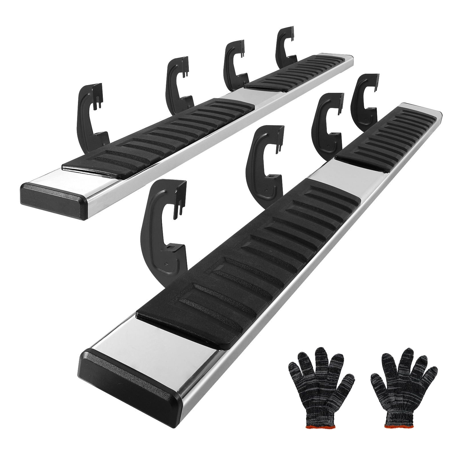KFFKFF 6" Side Step Bars Compatible with 2007-2018 Chevy Silverado/GMC Sierra 1500 Crew Cab/2019 2500HD 3500HD 1500 LD, Stainless Steel Running Boards, 500 lbs Load Capacity, Set of 2