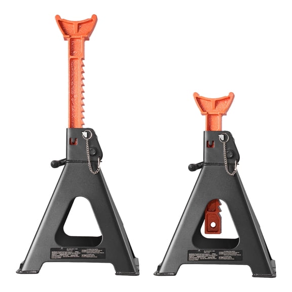 KFFKFF 6 Ton Capacity Jack Stands, Adjustable Height 14.6-22.8 in, Heavy-Duty Steel Construction with Double Locking Mechanism, Suitable for RVs, Trucks, Cars, SUVs, 1 Pair, Black and Orange