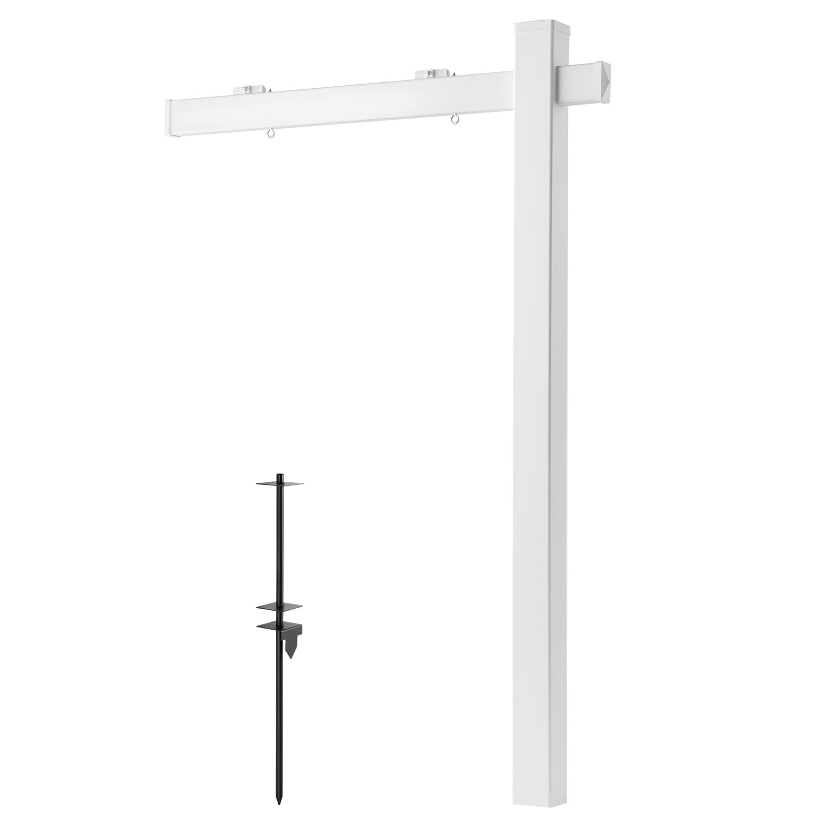 KFFKFF 6 ft Real Estate Sign Post, PVC Yard Sign Holder with 47 in Arm for Signs up to 36 in, Easy Installation, Wind-Resistant, Suitable for Open House, Home, Outdoor Use, White (No Signs Included)