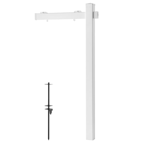 KFFKFF 6 ft Tall PVC Real Estate Sign Post with 36 in Arm, Durable Yard Sign Holder for Outdoor Use, Easy Installation, Wind-Resistant, Suitable for Open Houses, Homes, and Roads, White (No Signs)