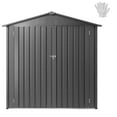thumbnail image 1 of KFFKFF 6 x 4 FT Metal Outdoor Storage Shed with Lockable Doors & Ventilation, Peak Roof Design for Backyard, Garden, Patio, or Bike Storage, Gray, 1 of 9