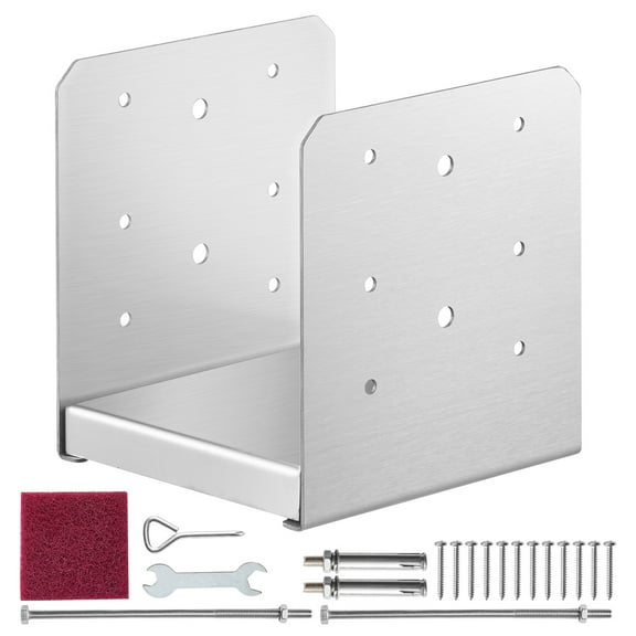 KFFKFF 6"x 6" Adjustable Stainless Steel Post Base, 1 Piece Anchor Bracket (Internal 5.9 x 5.5"), Adjustable Bracket for Decks, Pavilions, Porches, Railings, and Decorative Support Plates