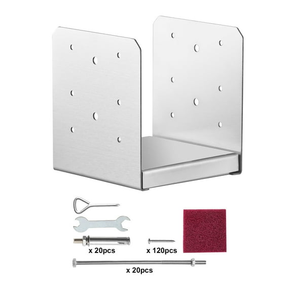 KFFKFF 6"x 6" Post Base, Set of 10, Stainless Steel Adaptable Post Anchor Bracket (Inner Dimensions 5.9 x 5.5"), Versatile Post Base for Deck, Porch Handrail Railing Support, Decorative Anchor Plate