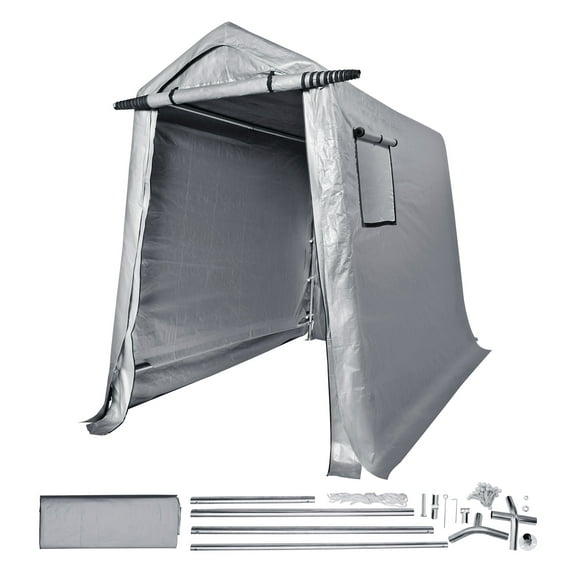 KFFKFF 6 x 8x 7 ft Portable Outdoor Storage Shelter, Heavy Duty Garage Carport Shed Waterproof Storage Tent for Motorcycle, Boat or Garden Tools with Roll up Zipper Door & Vents, Grey