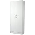 thumbnail image 1 of KFFKFF 60" Kitchen Pantry Cabinet with 2 Doors, Dining Room Cabinet, 110LBS Independent Solid & Sturdy Storage Cupboard with 3 Shelves for Kitchen, Entryway, Kitchen - White, 1 of 9