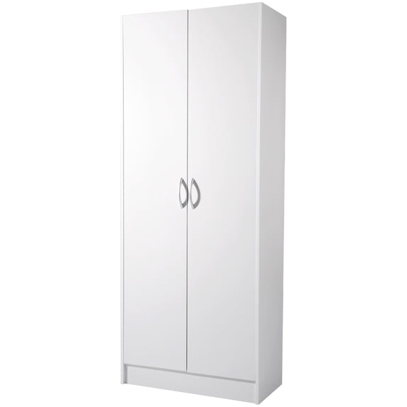 KFFKFF 60" Kitchen Pantry Cabinet with 2 Doors, Dining Room Cabinet, 110LBS Independent Solid & Sturdy Storage Cupboard with 3 Shelves for Kitchen, Entryway, Kitchen - White