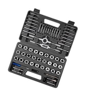 KFFKFF 60-Piece Tap and Die Set, Metric and SAE Sizes M3 to M12, #4 to 1/2, Includes Coarse and Fine Thread Tools, Wrenches, Storage Case, and Accessories for Threading and Rethreading