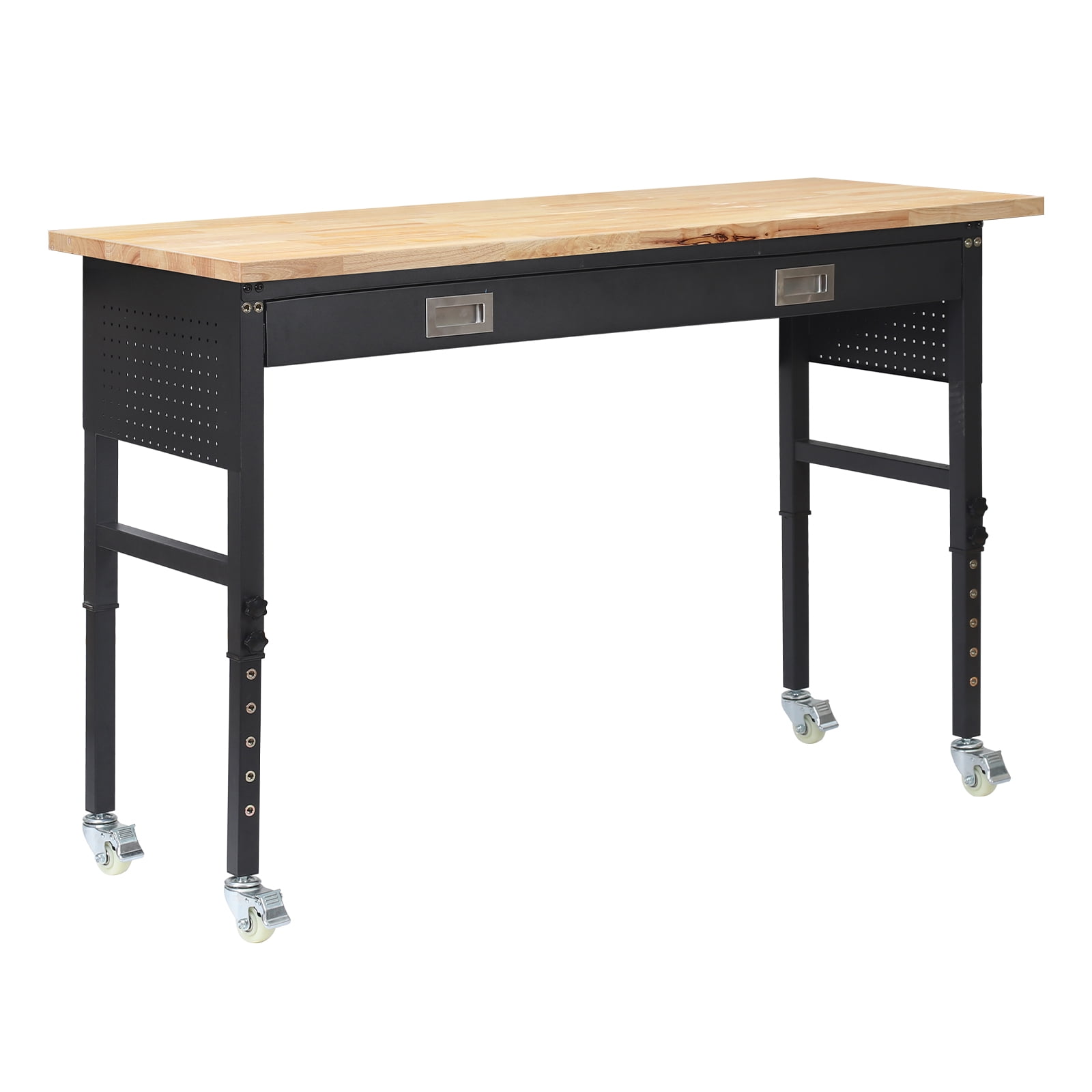 Workbench 60 Inches KFFKFF 60-inch Adjustable Workbench with Drawer, Power Outlet, Wheels ...