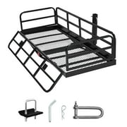 KFFKFF Hitch Cargo Carrier,60" x 24" x 14", Able to Hold 500 lbs, Equipped with Anti-Shake Hitch Stabilizer, Foldable Hitch-Mounted Cargo Carrier with Pins and Latches, Suitable for SUVs