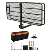 KFFKFF Hitch Cargo Carrier,60 x 24 x 6, 500 lbs heavy-duty steel, with Cargo Net with Hooks & Water-Resistant Cargo Bag, Foldable Design