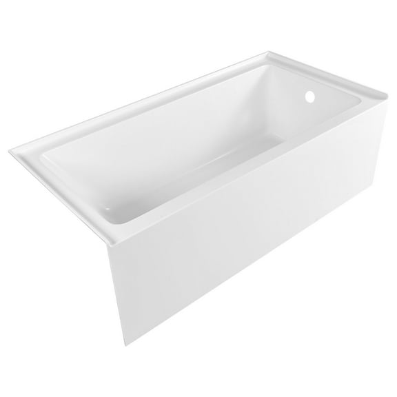 KFFKFF 60" x 30" Modern Alcove Acrylic Bathtub, Soaking Tub with Right-Hand Drain and Overflow, Spacious Rectangular Deep Bath for Bathroom with Built-In Flange, White