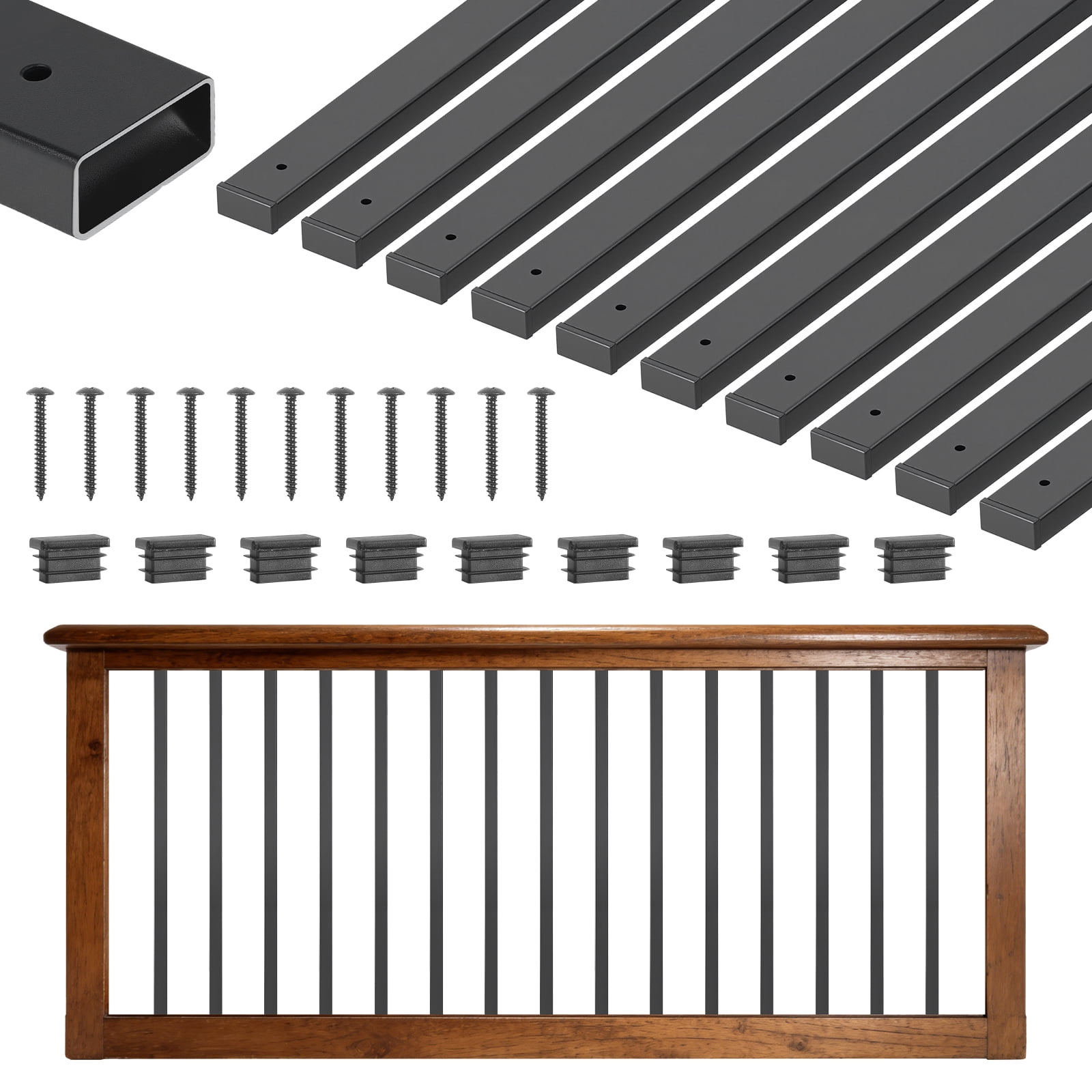 KFFKFF 61 Pack Deck Balusters, 32.28 in Galvanized Steel Railing ...
