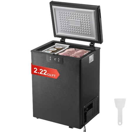 KFFKFF 63L/2.22 Cu.ft Small Top-Open Chest Freezer with Adjustable Temperature Control 2 Removable Storage Baskets, Freestanding