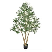 KFFKFF 6FT Artificial Olive Tree with Black Pot, Tall Faux Plant Featuring Natural Wood Trunk & Lifelike Green Leaves and Fruits, Indoor Decoration for Home, Office, Living Room, or Corners