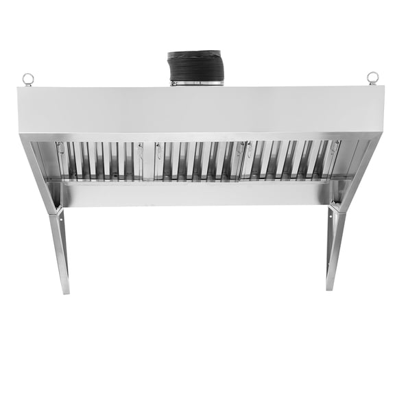 KFFKFF 6FT Commercial Exhaust Hood, Stainless Steel Kitchen Ventilation System with Detachable U-Shaped Oil Filters, Durable and Rust-Resistant for Food Trucks and Restaurants