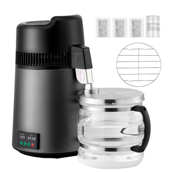KFFKFF 6L 1.6 Gallon Water Distiller, 900W Countertop Water Purifier with Glass Pot, Stainless Steel Interior Distillation Unit for Home Clean Drinking Water