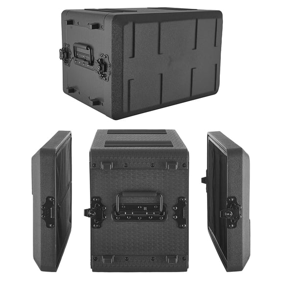KFFKFF 6U Rack Case with 12-Inch Depth, Durable Polyethylene Build, Microphone Storage, Recessed Latches, Simple Setup, Suitable for Amplifiers, 8.7-Inch Internal Depth