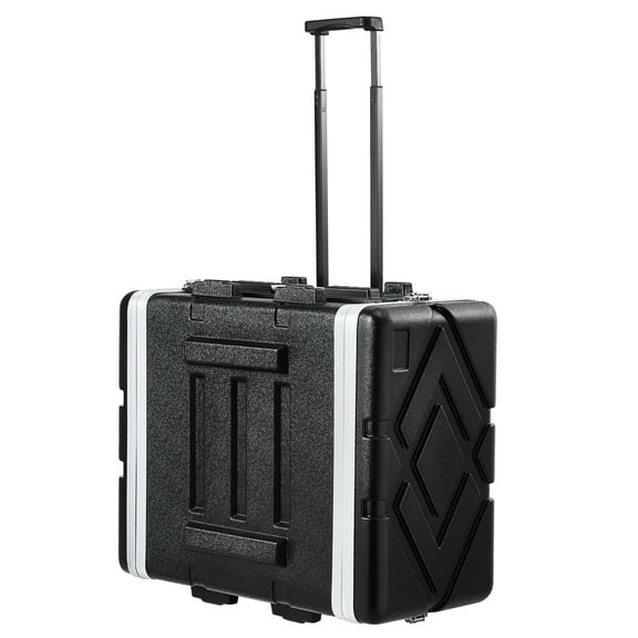 KFFKFF 6U Rack Case, 19in Depth, Server Cabinet with Durable ABS Build, Wheels, Secure Twist Latches, Removable Front and Rear Panels, Suitable for Amplifiers, Mixers, and Microphone Receivers