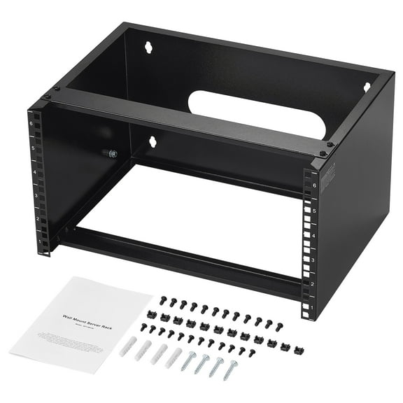 KFFKFF 6U Wall Mount Rack, 355.6mm Depth, Supports up to 22.68kg, Includes Cage Nuts for 482.6mm Wide Shallow Server and Network Equipment