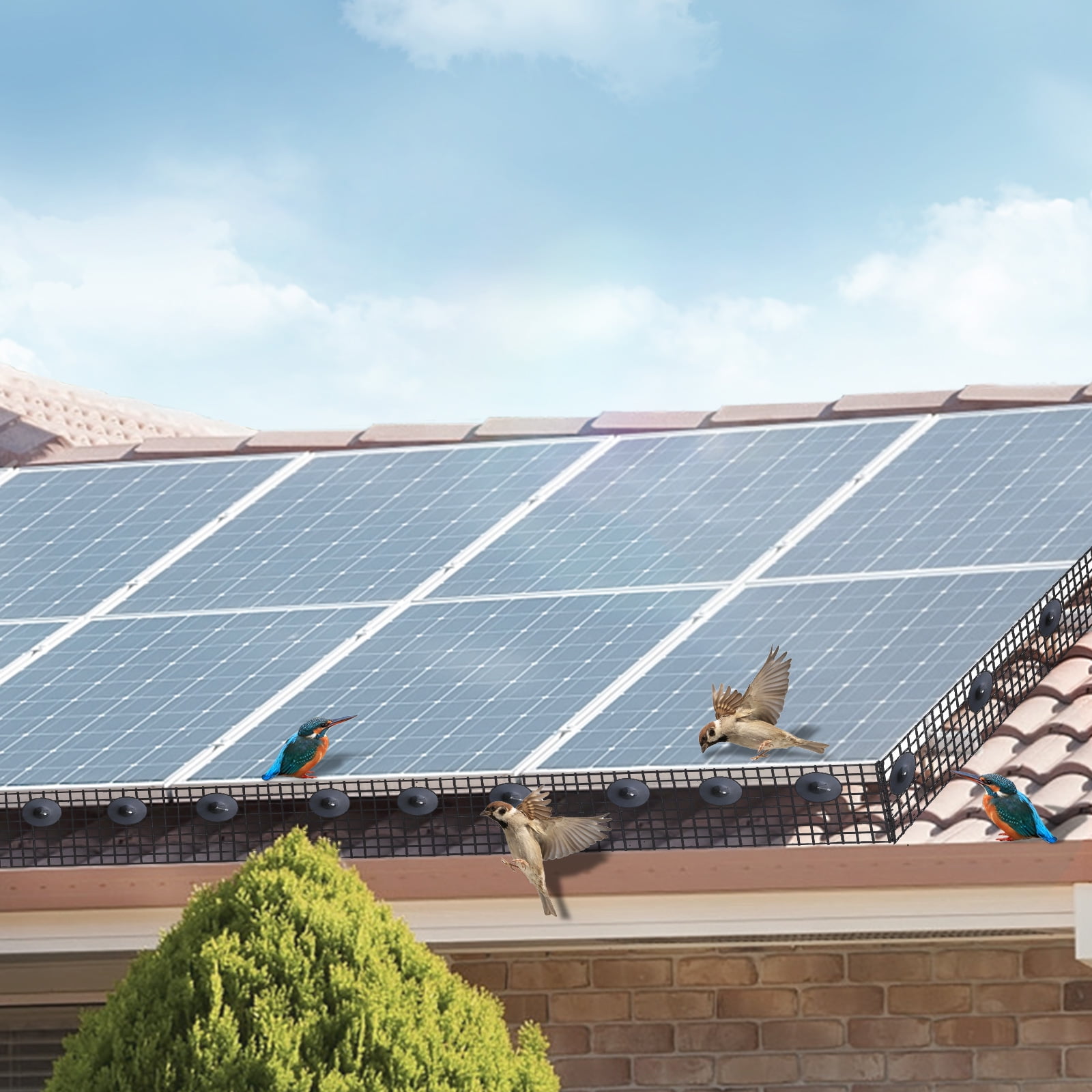 KFFKFF 6in x 100ft Solar Panel Bird Guard w/ 60 Pcs Fasteners & 50 Pcs Tie Wires, Critter Guard Roll Kit PVC Coated Guard Wire Solar Panel Roof Protection Net for Squirrel, Bird Proofing