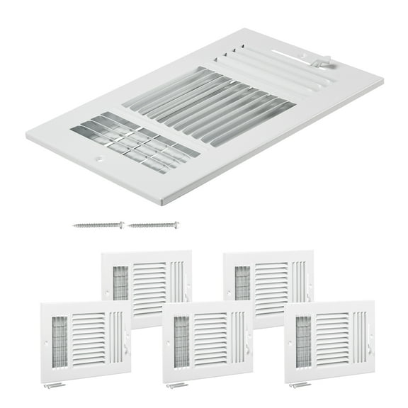 KFFKFF 6x10 Inch Wall Registers, Pack of 6, HVAC Iron Vent Grilles with 3-Way Directionality, Suitable for Home/Office Wall & Ceiling, Anti-Rust and Anti-Peel Air Vent Deflectors