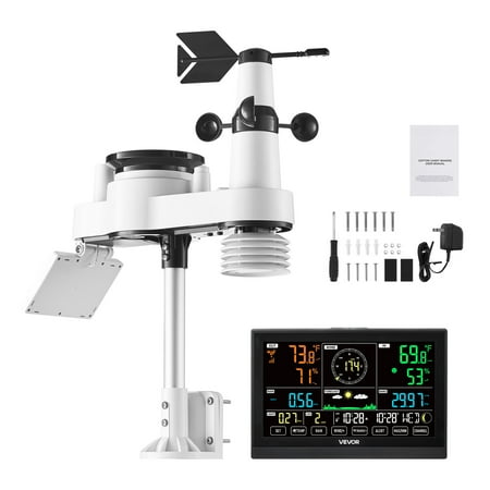 KFFKFF 7 in 1 Wireless Weather Station, with 7.5in VA Screen, Solar Weather Monitor for Rain Gauge, Weather Forecast, Temperature, Humidity, Wind Speed, and Direction (No WiFi)